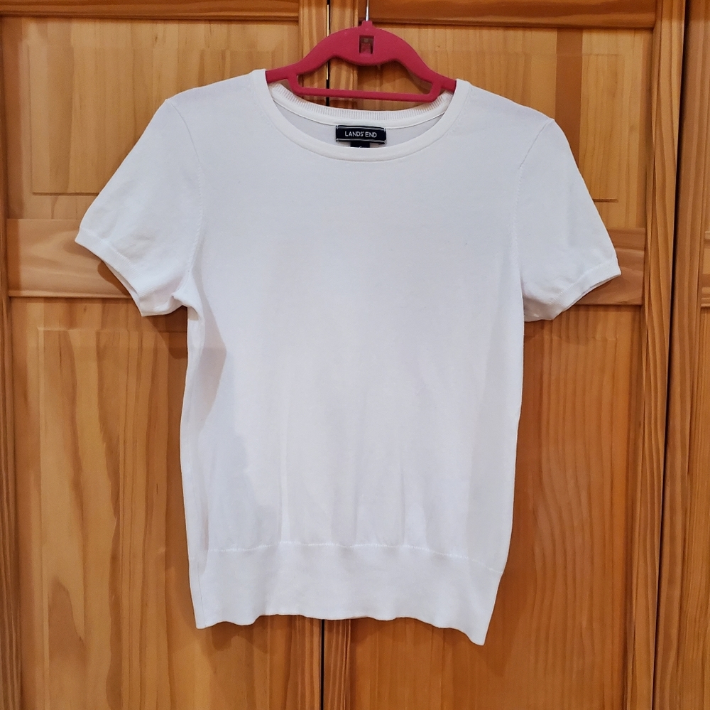Lands' End Ivory Short Sleeve Shirt